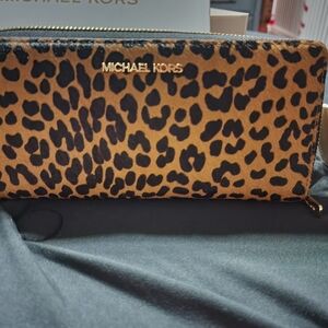 Michael Kors Tan and Black Animal Print Wallet